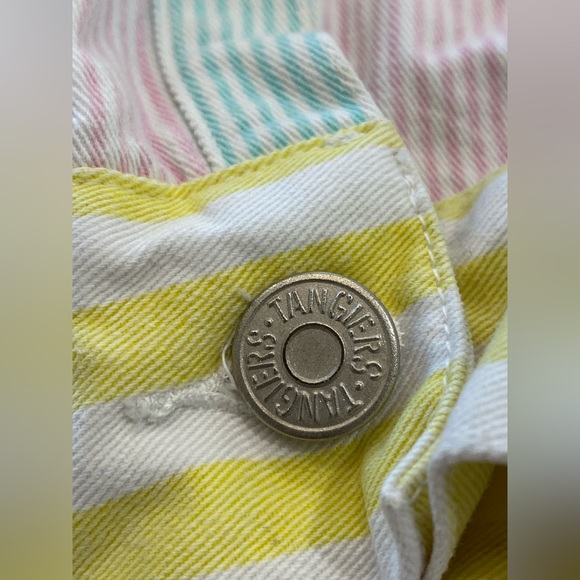 Tangiers Pastel striped 90s multicolor denim jeans jacket unisex - Picture 11 of 14